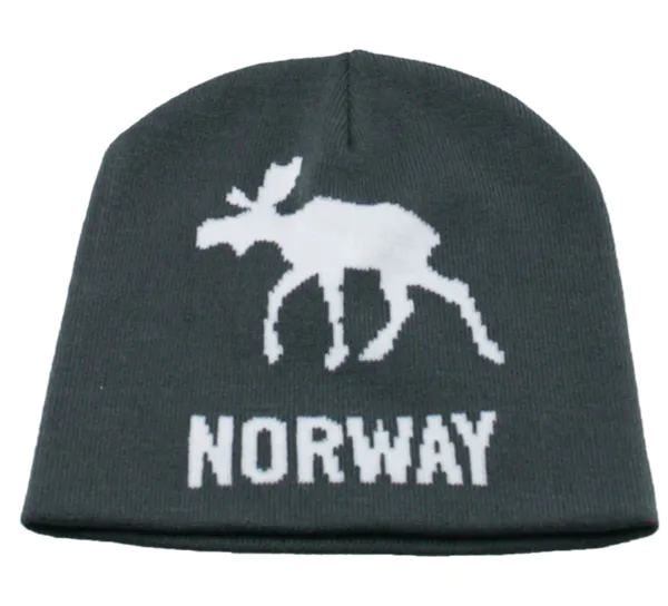 Hovedbilde Lue med elg og Norway, grå