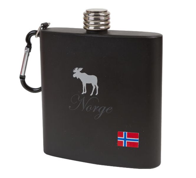 Main Image Hip flask with moose and flag