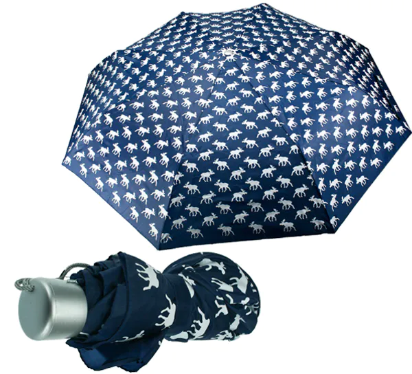 Main Image Folding umbrella with moose pattern, blue/white