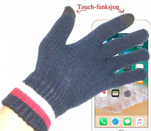 Bilde av Strikkevanter, blå, med touch funksjon