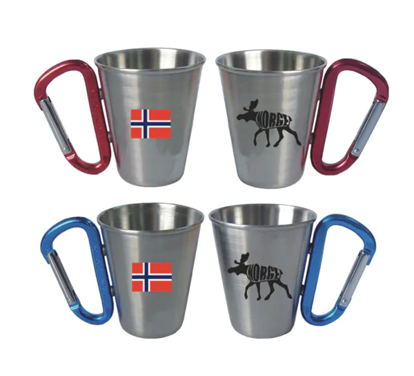 Hovedbilde Snapsbeger m/karabinkrok, elg/flagg *Sett à 2*