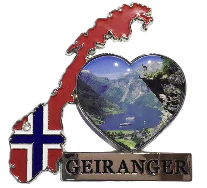 Main Image Metal magnet, Norwegian map, Geiranger