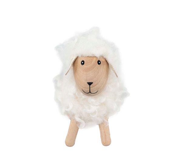 Main Image Sheep made of wood, fluffy, small