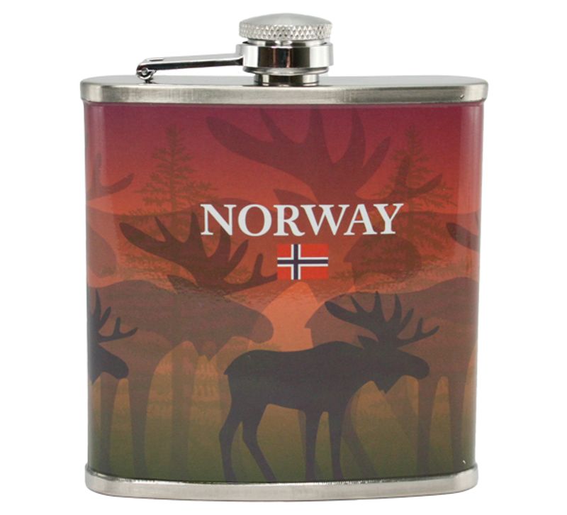Hip flask, Moose in the Forest, 6oz