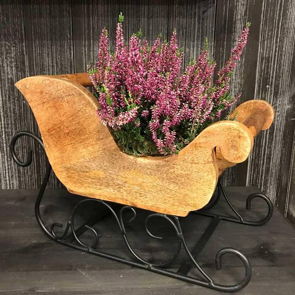 Bilde av Slede av tre med metallmeier, åpen vogn, F-design