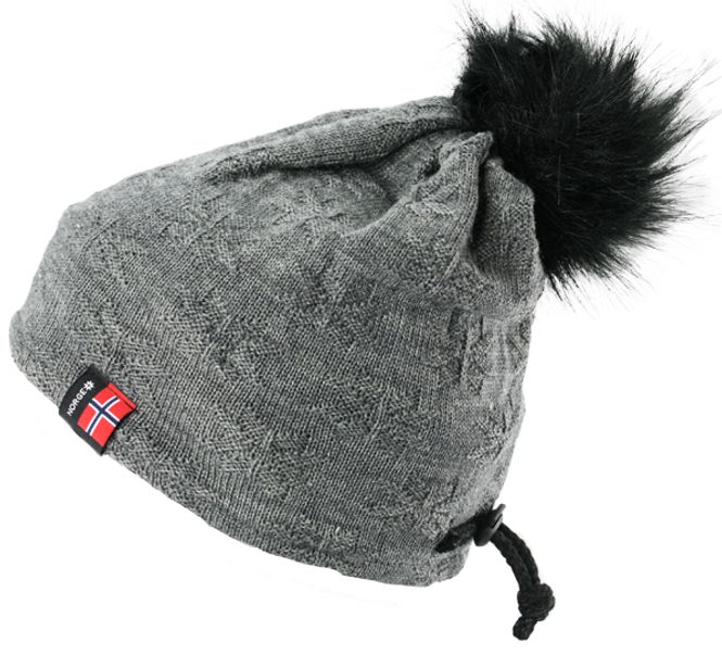 Hovedbilde Strikkelue, vrangrosa, grå