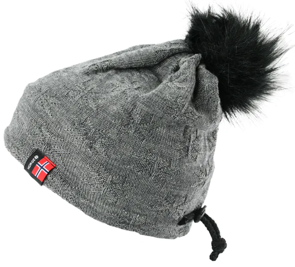 Hovedbilde Strikkelue, vrangrosa, grå