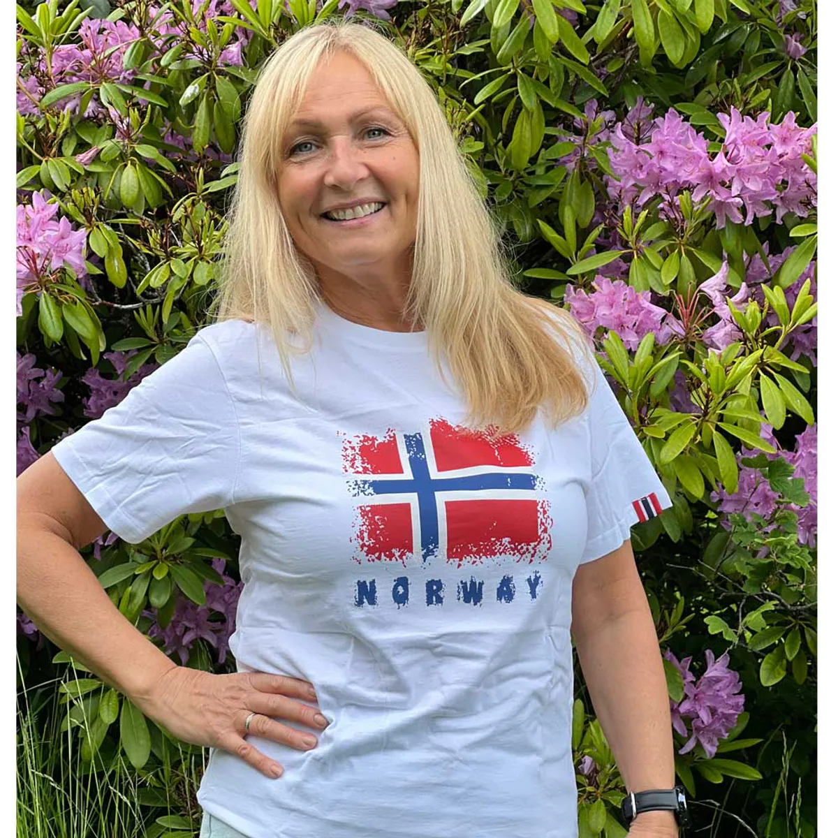 T-skjorte, Norway med flagg, hvit