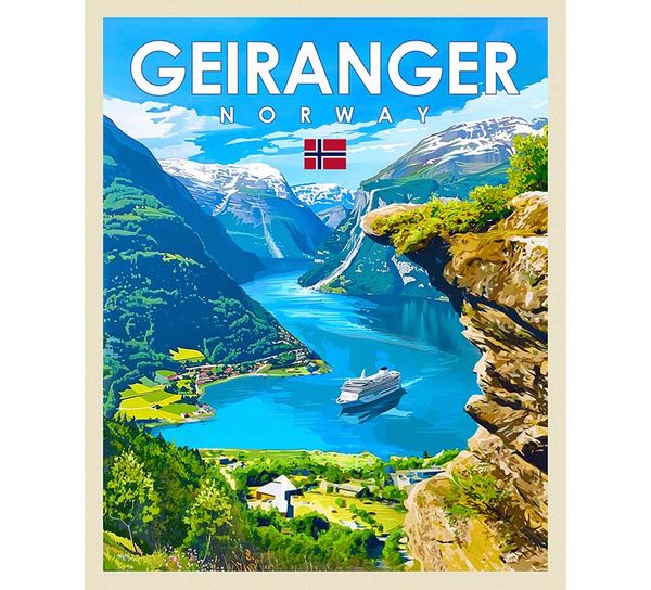 Main Image Poster, Geiranger, retro