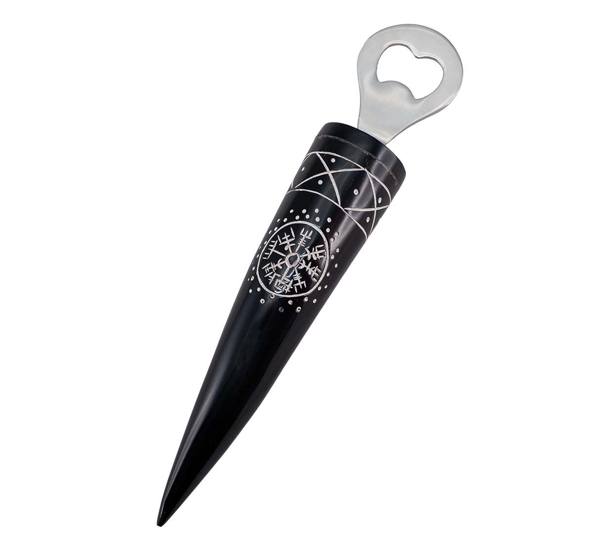 Flaskeåpner av horn m. vegviser