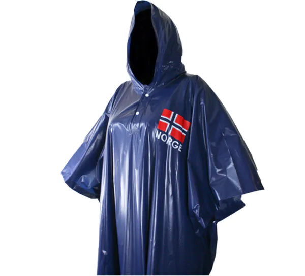 Main Image Rain poncho, blue with flag