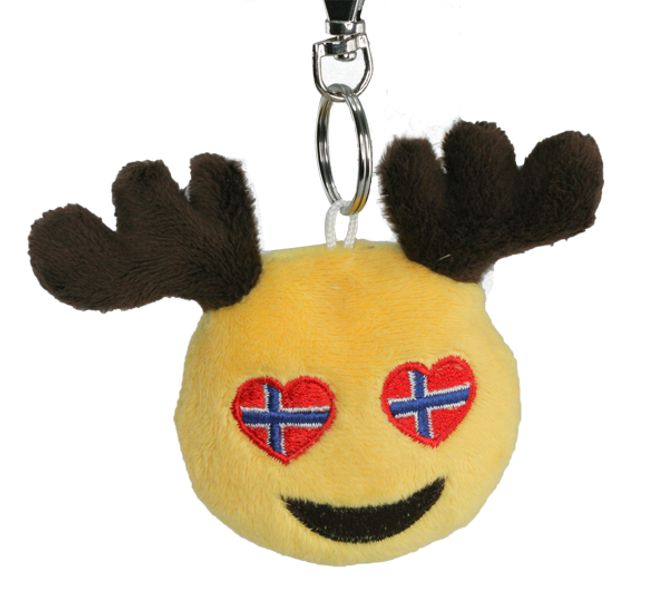Main Image Keychain, smiley moose and flag