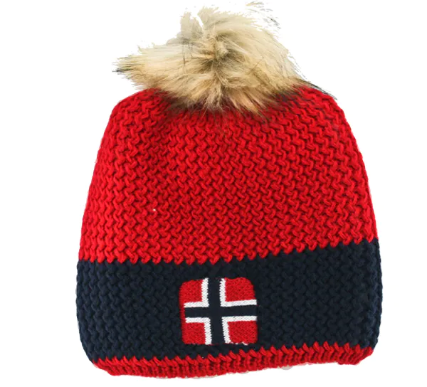 Hovedbilde Strikkelue med flagg og dusk