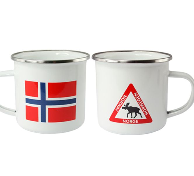 Main Image Enamel mug, Moose sign and flag