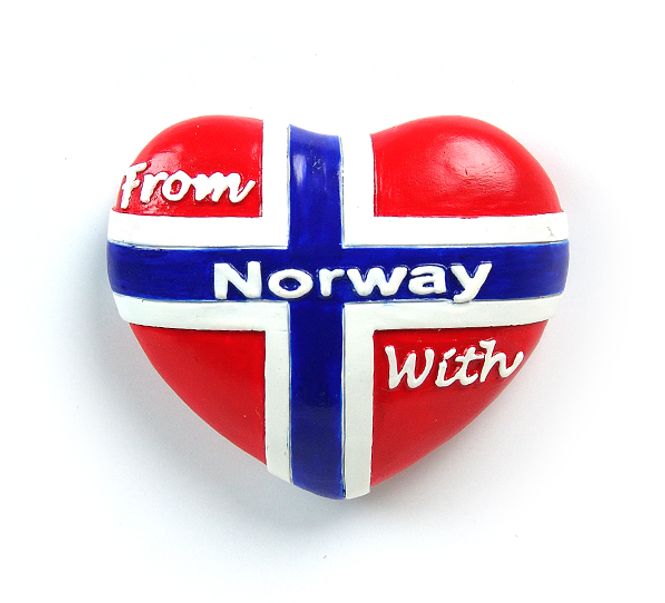 Hovedbilde Magnet, hjerte, norsk flagg From Norway with love