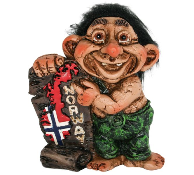 Main Image Figurine, Troll with map of Norway