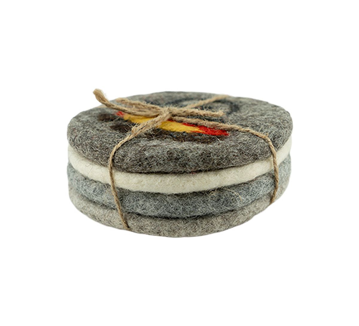 Glass coaster, kettle over the fire S/4 ass Felted wool