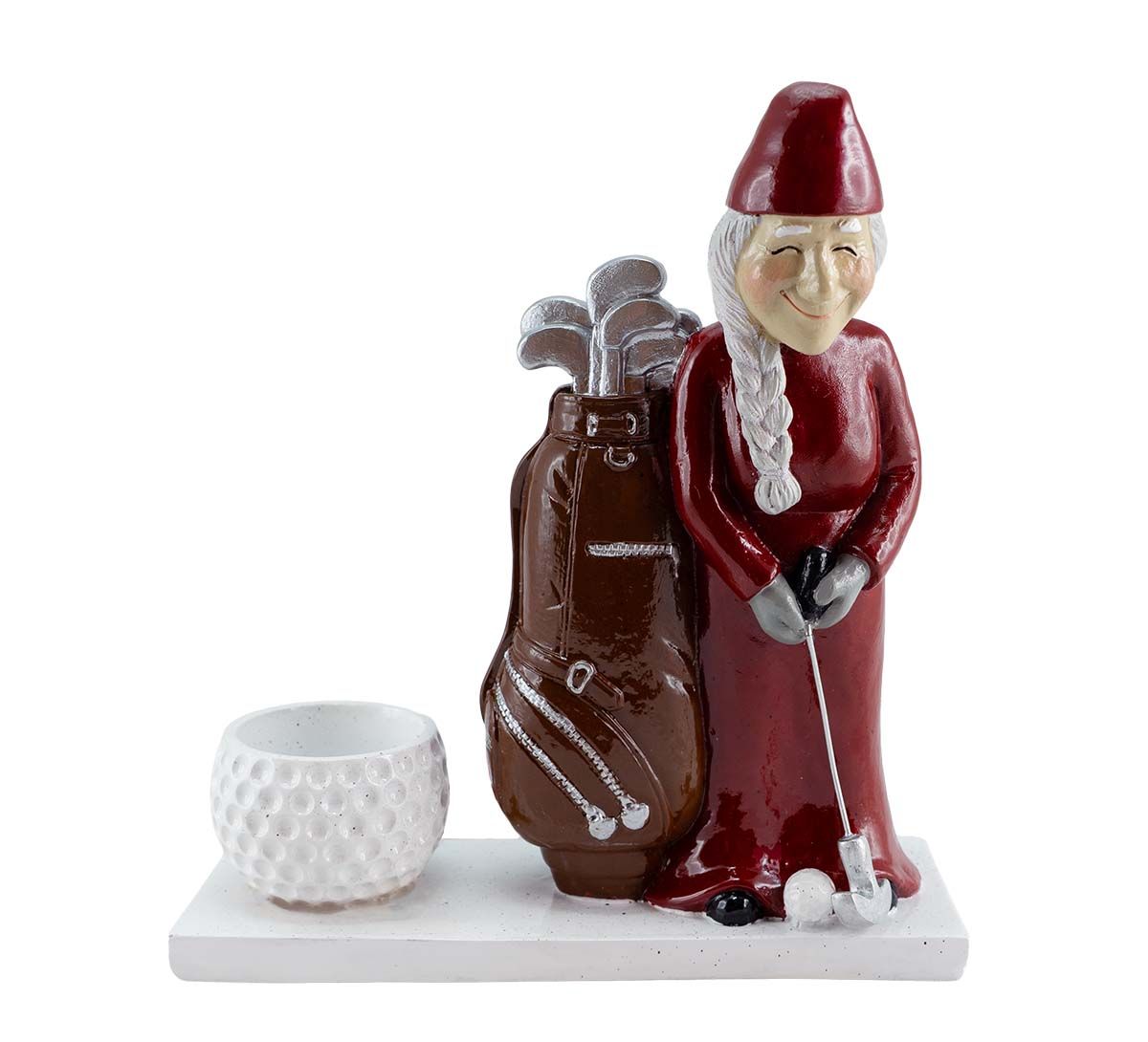 Golfer, santa's wife with a tealight, Harvesttime