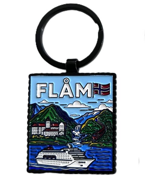 Hovedbilde Nøkkelring, Flåm, sort ramme