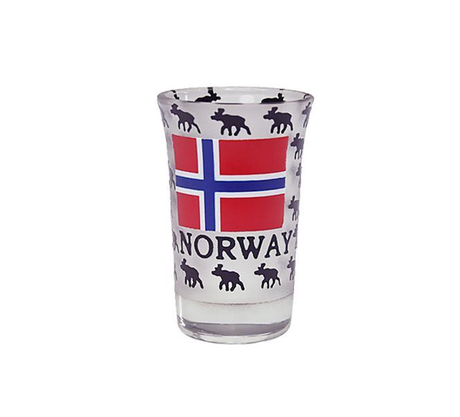 Main Image Snapsglass, lavt, elg og Norsk flagg