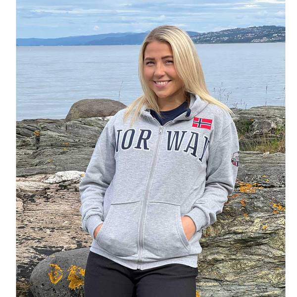 Main Image Hoodie with zip, Norway, light grey