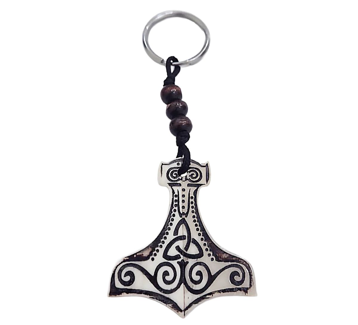Keychain with Thor's hammer, made of bone