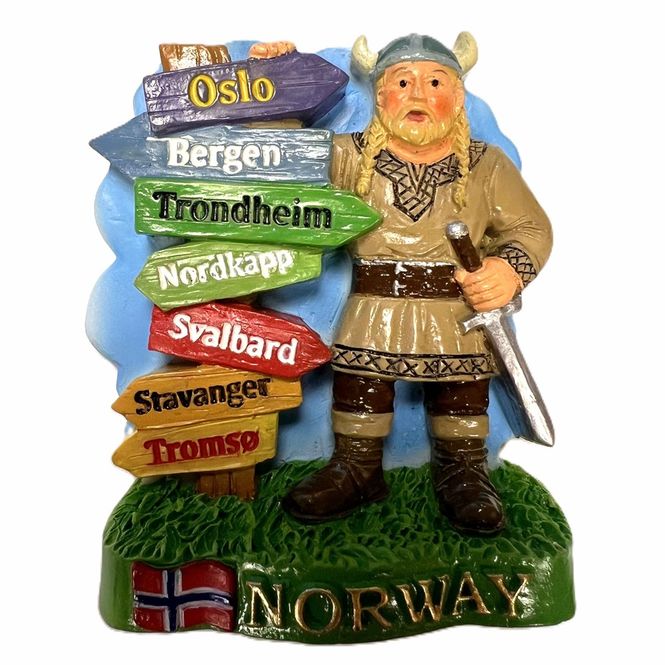 Hovedbilde Magnet/fiugr, Viking med stedsskilt