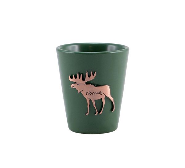 Main Image Shotglass with metal moose, green
