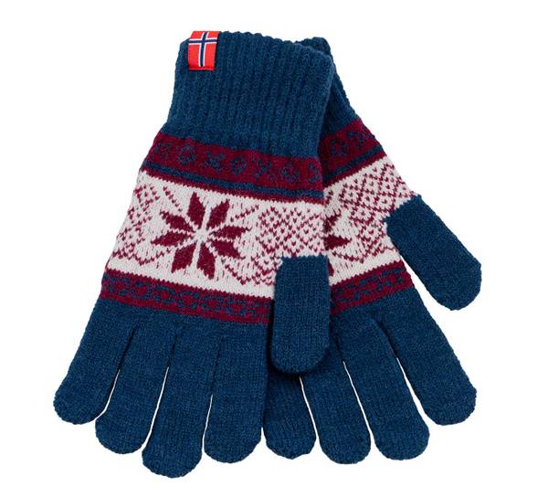 Main Image Knitted gloves with star pattern petrol/burgundy