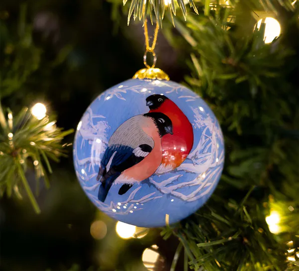 Main Image Glass bauble, Bullfinches