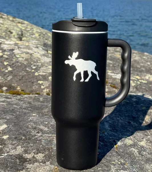 Main Image Tumbler with moose, black