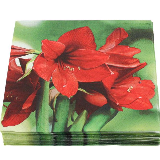 Hovedbilde Servietter, Røde Amaryllis