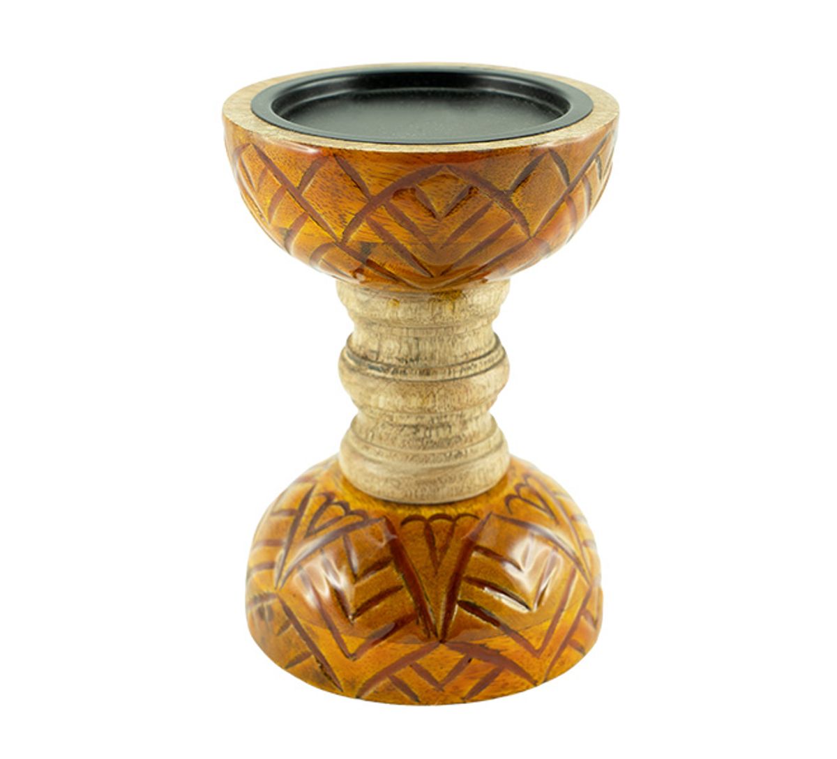 Antique cube candle holder, brown
