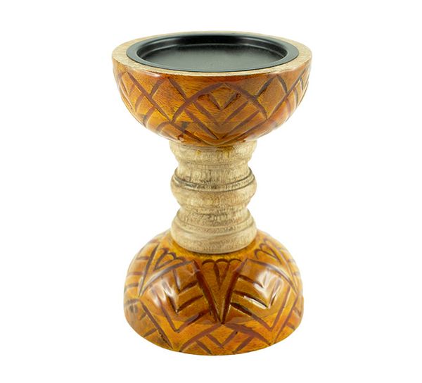 Main Image Antique cube candle holder, brown