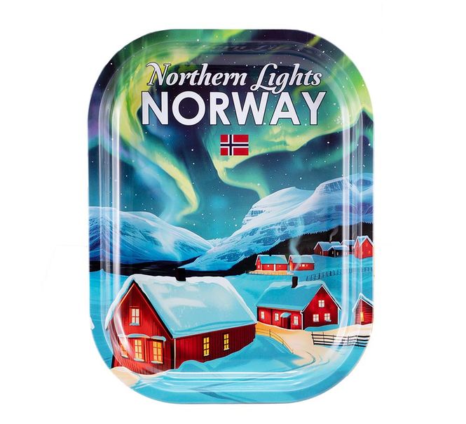 Hovedbilde Brett i metall, Northern Lights, retro