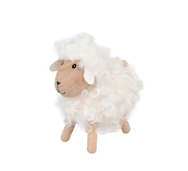 Main Image Sheep made of wood, fluffy, small