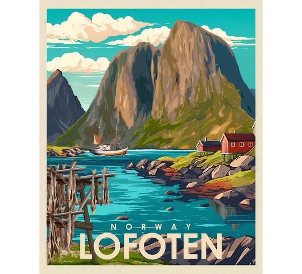 Main Image Poster, Lofoten, retro