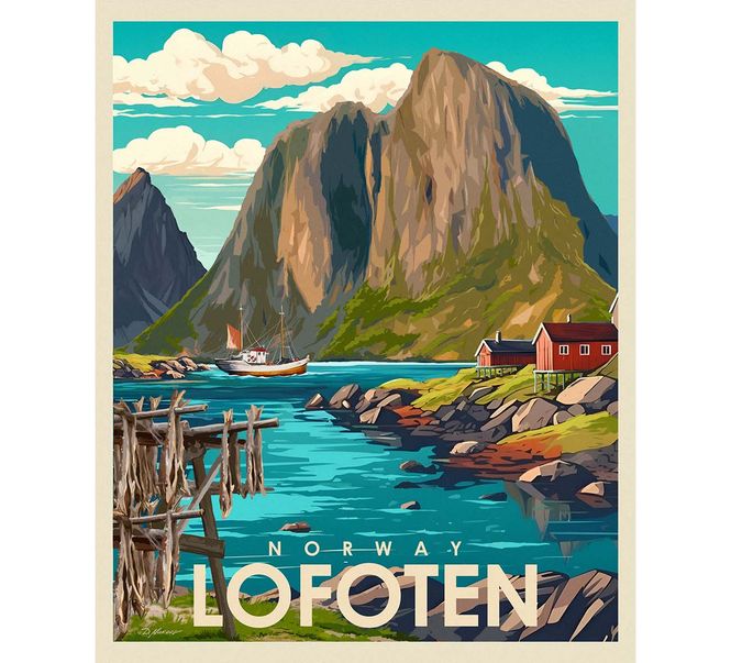 Main Image Poster, Lofoten, retro