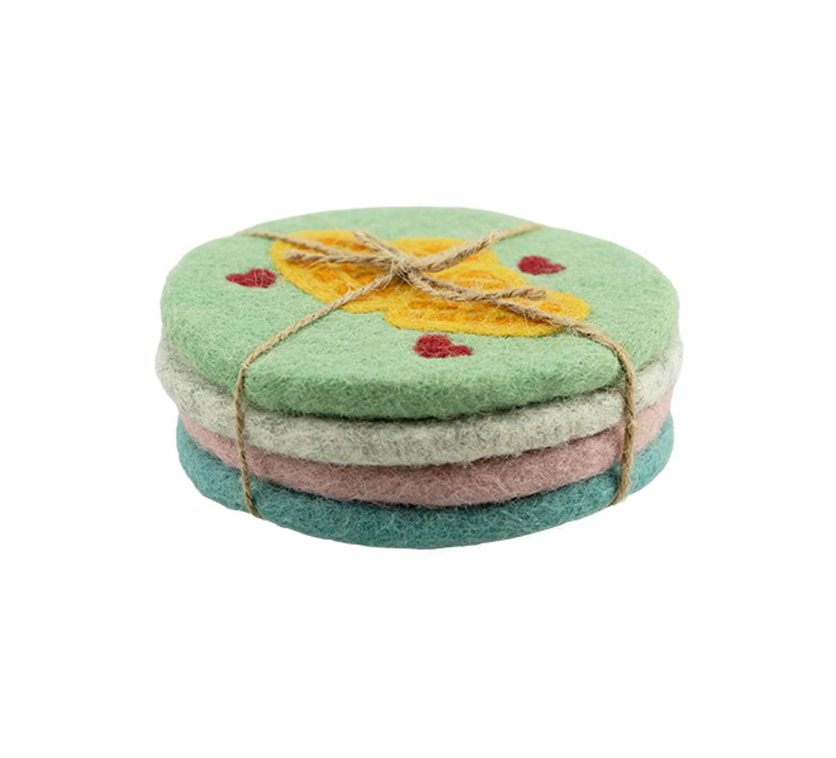 Glass coaster, waffle S/4 ass Felted wool