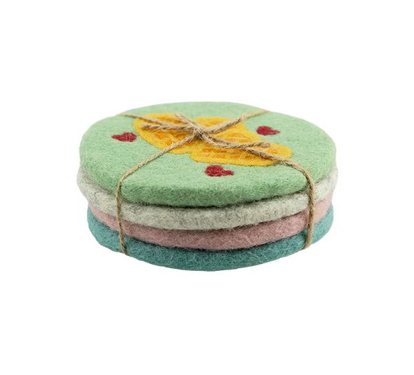 Main Image Glass coaster, waffle S/4 ass Felted wool