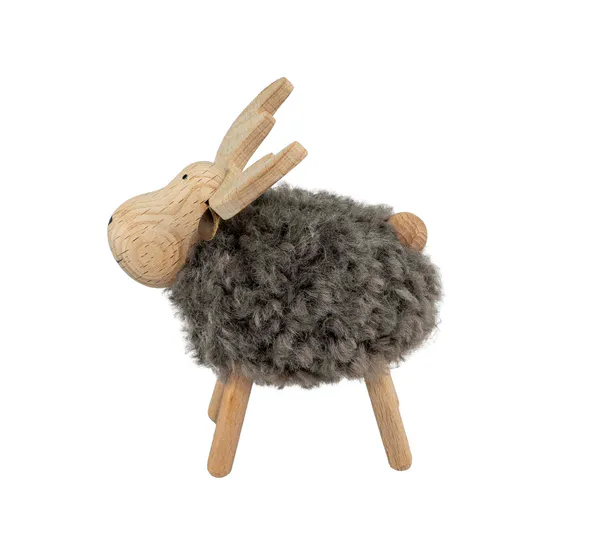 Main Image Moose made of wood, grey, fluffy