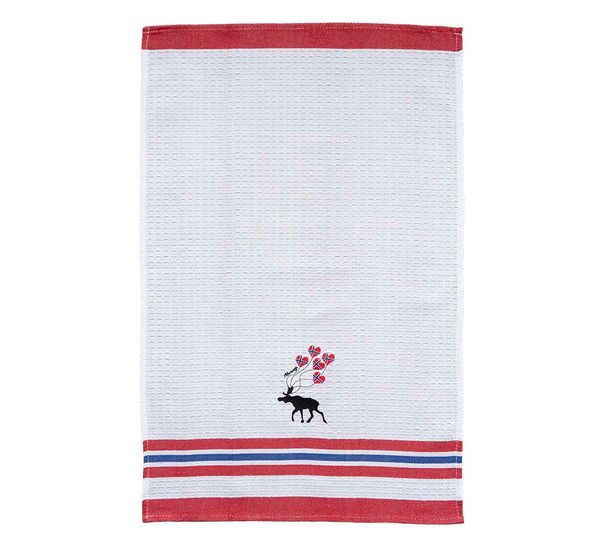 Main Image Tea towel, Moose with flag hearts