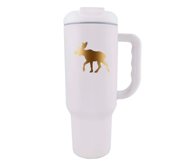 Main Image Tumbler with moose, white