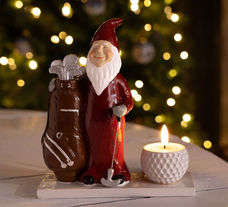 Golfer, santa with a tealight, Harvesttime